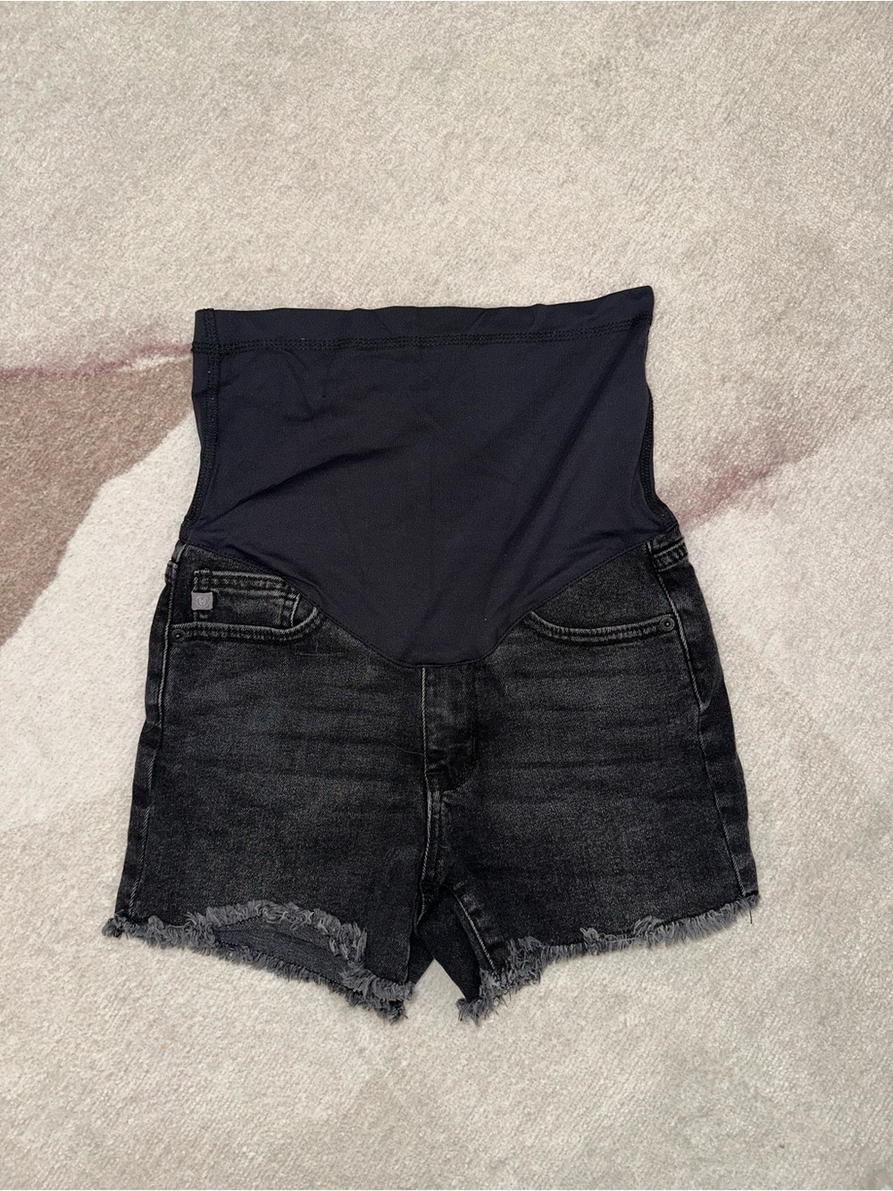 Pinkblush Black High-Waist Maternity Denim Shorts